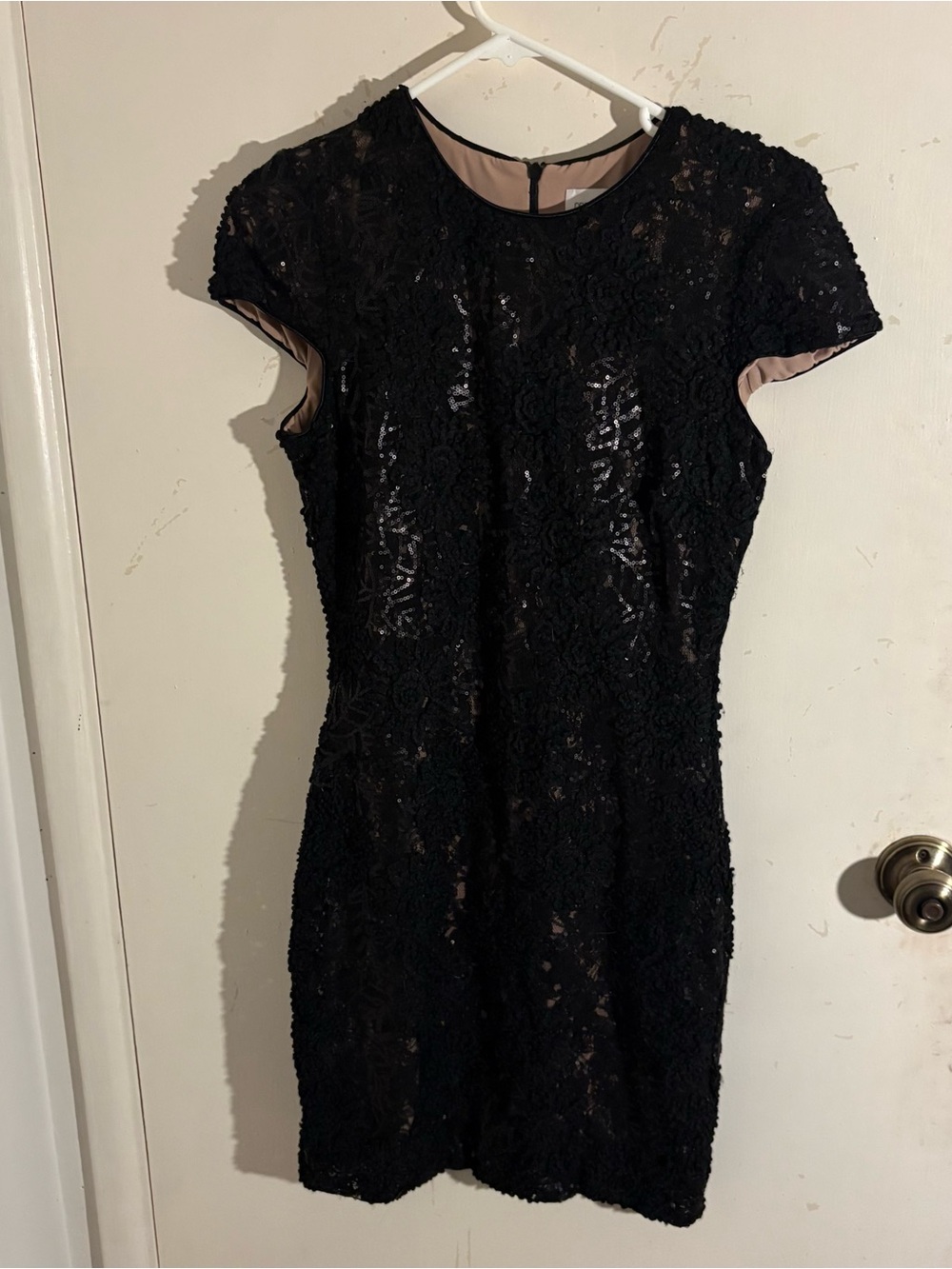 Dress the Population Black Lace & Sequin Short Sleeve Mini Dress LBD